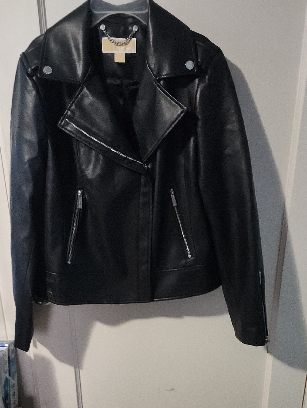 Michael Kors Black Vegan Leather Moto Jacket